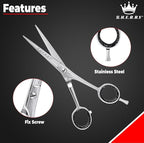 Professional Barber Shears 6.5” – High Carbon Stainless Steel Hair Cutting Scissors with Razor Sharp Edge for Salon & Home Use by S.H.E.R.R.Y (silver, 6.5)
