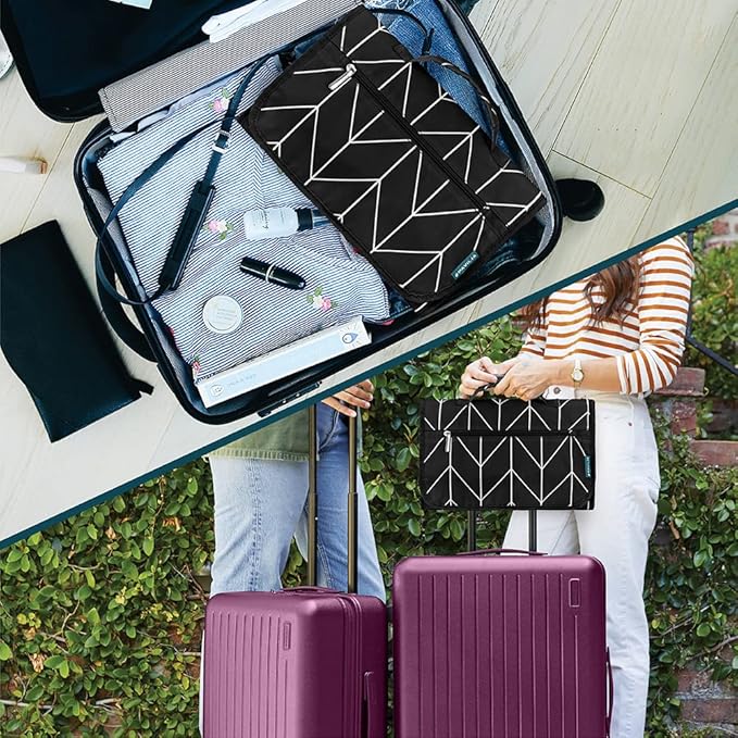 PAVILIA Hanging Toiletry Bag Women Men, Travel Kit Foldable Large Toiletries - Image 6