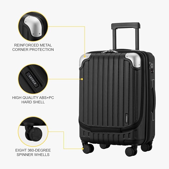 LEVEL8 Grace Carry On Luggage Airline Approved, 20 Inch Expandable Hardside - Image 8