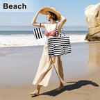 LEDAOU Large Beach Tote Bag Women Waterproof Sandproof Zipper Beach Tote Bag - Image 8
