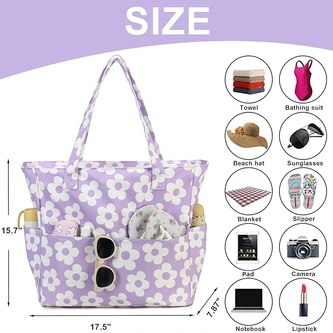 Beach Pool Bags Tote for Women Ladies Large Gym Tote Carry On Bag - Image 7