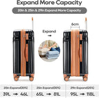 GinzaTravel Luggage Sets 3-Piece Expandable Suitcases - Image 2