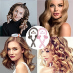 GADZHI Heatless Curling Rod Headband Heatless Hair Roller Curls Set for Long Hair No Heat Silk Hair Wrap Curler Ribbon for Overnight Sleep Hair Roller with Hair Claw Clip DIY Hair Styling Tools (2 set - leopard+pink)