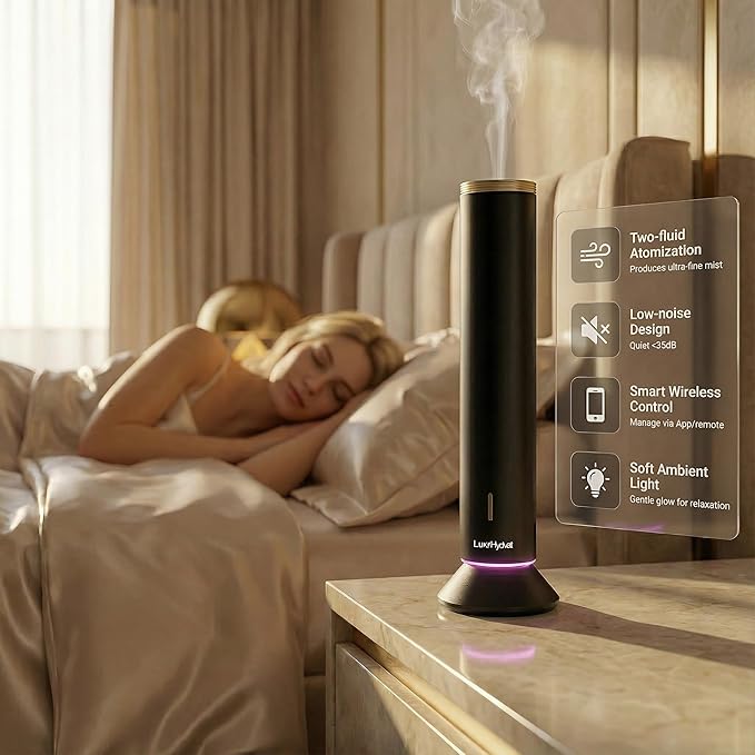 New Upgraded Waterless Scent Oil Nebulizer – Smart App & Remote Control, Covers Up to 4000 Sq Ft, Quiet Aroma Diffuser for Home, Hotel & Office, Up to 20H Runtime, 360° Light & Timer