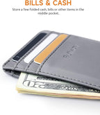 Buffway Mens Slim Wallet, Minimalist Thin Front Pocket Leather Credit Card - Image 5
