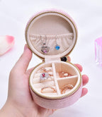 TAIMY Small Jewelry Travel Case, Round Mini Travel Jewelry Box - Image 2
