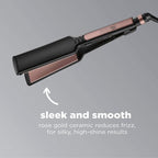 Infiniti PRO CONAIR Rose Gold Ceramic Flat Iron Hair Straightener, 1 3/4-Inch Flat Iron with Extra-Long Plates, Including a Floating Plate, Advanced Heat Technology, Black