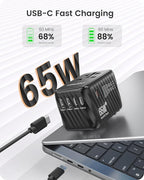 LENCENT International Travel Adapter, 65W GaN3 Universal Fast Charger - Image 2