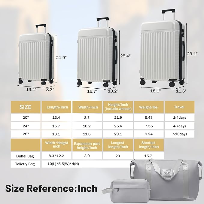 Merax Luggage Sets, Durable Hardshell 3 Piece Suitcase - Image 2
