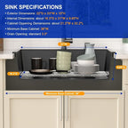 Dcolora 33x22 Drop In Kitchen Sink Black, Granite Composite Black Kitchen Sink - Image 6