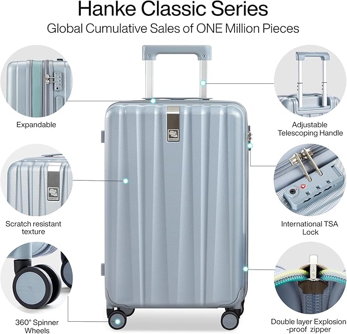 Hanke Expandable Hardshell Luggage Sets 3 piece Carry on Luggage - Image 5