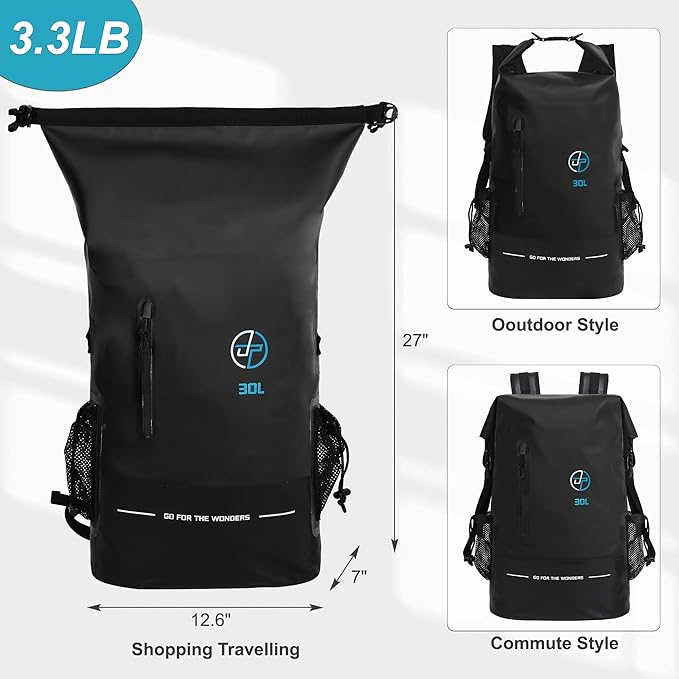 UPWELL 30L Waterproof Dry Bag Boating Backpack - Image 2