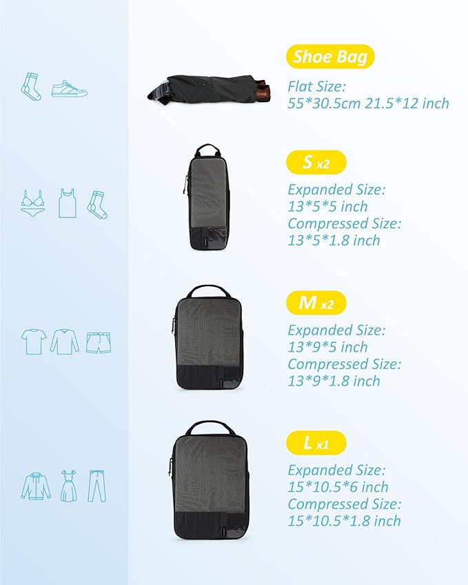 BAGSMART 6 Set Compression Packing Cubes - Image 2
