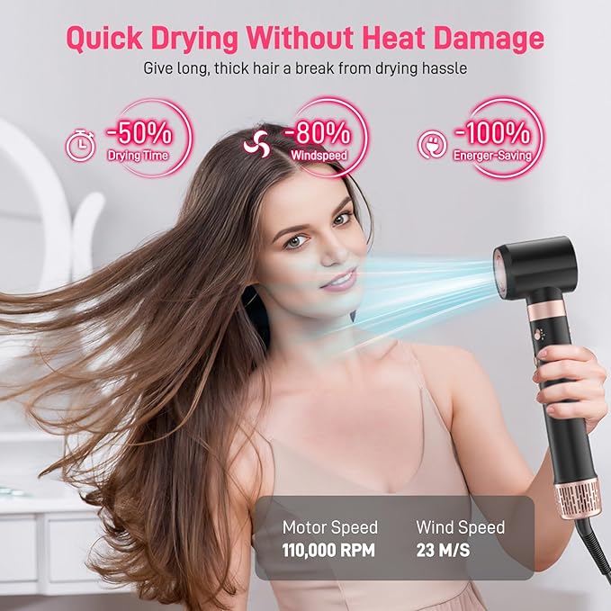 5 in 1 Dual Voltage Hot Air Styler - Professional Hair Dryer Brush for Fast Drying, Curling, Straightening & Volumizing | Low Heat Damage + Negative Ions + Travel-Friendly
