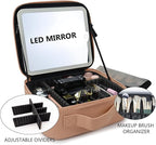 Travel Makeup Bag with LED Mirror Travel Makeup Organizer with 3 Lighted - Image 8