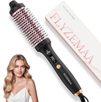 Thermal Brush, FLYZEMAA 1.5 Inch Curling Iron for Long Dry Hair, Heated Round Brush Straightener with 3 Temp Settings, 30s Fast Heat for Curling & Volumizing, Anti-Scald Nylon Bristles(Black)