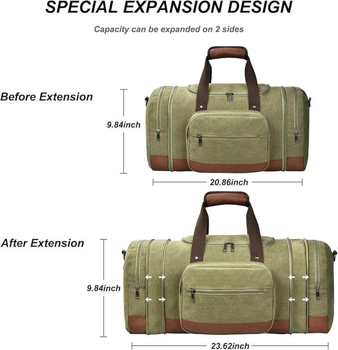 Litvyak Duffle Bag for Travel, 50L Canvas Travel Duffel Bags Overnight Weekend - Image 4