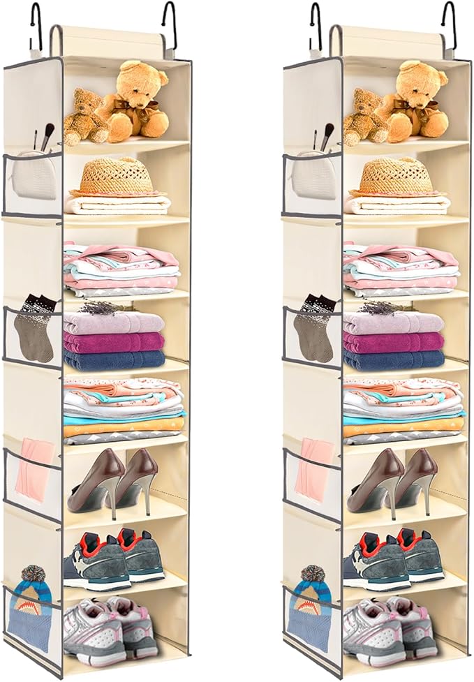 2 Pack Large-Sized Hanging Shoe Organizer 8-Shelf, Hanging Closet Organizer by ROOMTALK