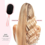 New Multifunctional Curly Hair Cushion Comb, 1Pc Oval New Air Cushion Comb WithHandle, Define Styling Brush,DetanglingHair Brush, Professional Hairstyle Comb, BouncingHair Brush (Black Pink)