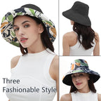 vidsel Womens Sun Hats Wide Brim Reversible Bucket Cotton Hat Packable Summer - Image 6