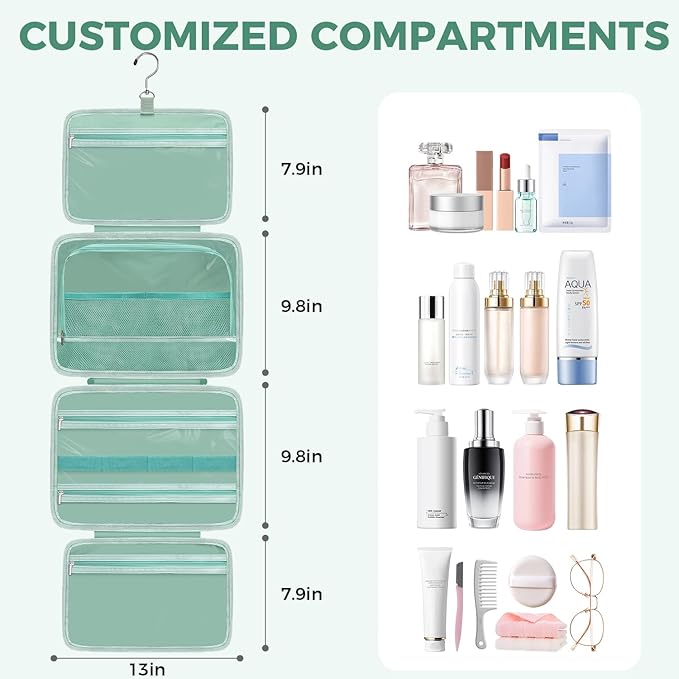 Toiletry Bag For women, Portable Hanging Organizer, 4 Leakproof Compartment for - Image 2
