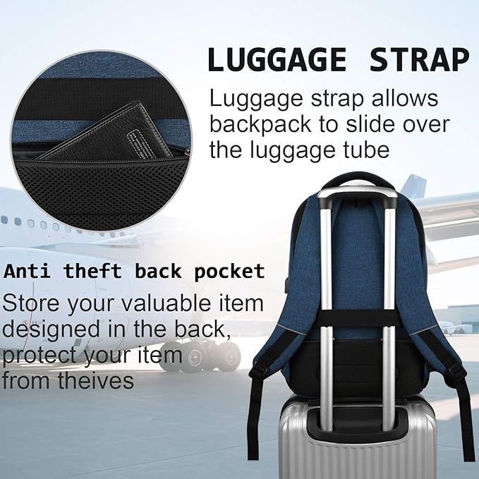 17 Inch Laptop Backpack, Business Anti Theft Slim Durable Laptops Backpack - Image 6
