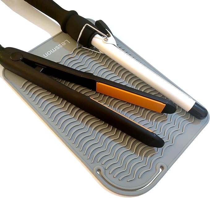 Large Heat Resistant Mat for Curling Irons, Hair Straightener, Flat Irons and Hair Styling Tools 11" x 7.5", Grey