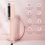 Hair Straightener Brush with Hot & Cool Air, AngKng Anti-Scald Heat Comb Straightener for Straightening Hair, 30s Fast Heating, Hot Air Straightening Brush for Women, Dual Voltage for Travel, Pink