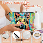 Cosmetic Bags Travel Makeup Toilet Case Waterproof Pouch for Women Girls 6.7X9.45inches - German Shepherd in A Color - Splashed Artistic Background