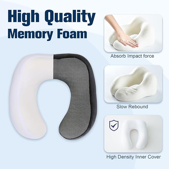 Neck Pillow for Traveling, Travel Pillows for Airplanes, 100% Pure Memory Foam - Image 5