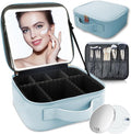 Makeup Bag with Led Mirror, Travel Makeup Organizer with 3 Color Setting & 10X by SUILU