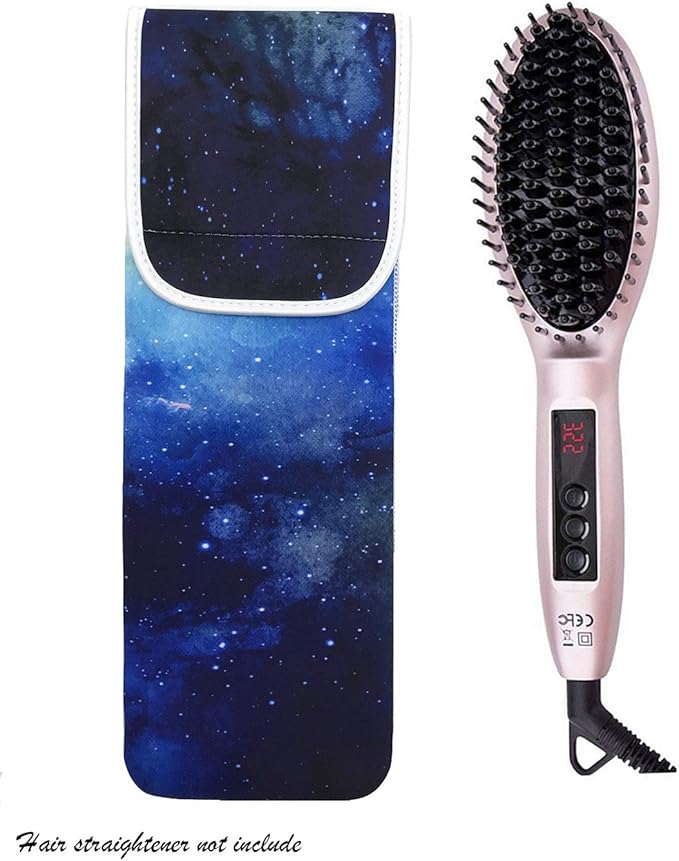 Wanty Hair Straighteners Case with Fastener - Neoprene Curling Iron Holder Flat Iron Curling Wand Travel Cover Case Bag PouchShield Curling Iron Cover - Flat Iron Travel Pouch (Blue Sky)