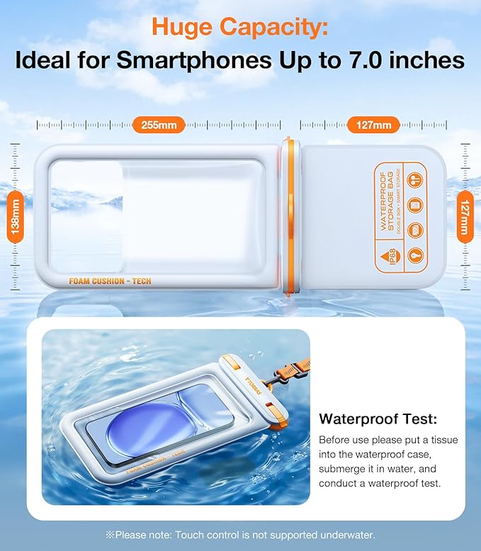 TORRAS IP68 Waterproof Phone Pouch Double Space, Floating Waterproof Phone Case - Image 7