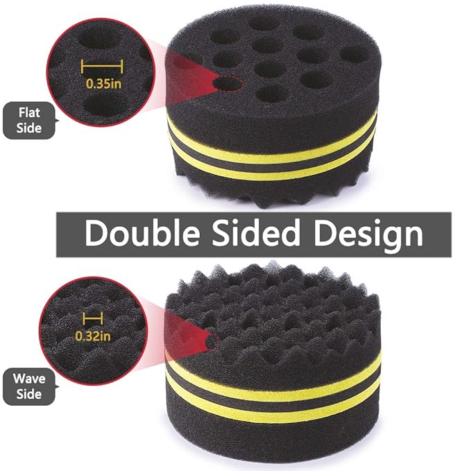 Small and Big Hole Hair Sponge for Twist Dreads Locking Afro Curl Brush Barber 2 PCS