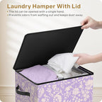 SOLEDI Laundry Hamper with Lid, 90L Tall & Large Floral Laundry Basket - Image 3