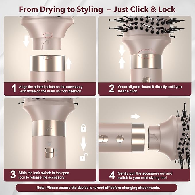 StyleVibe 8-in-1 Air Styler, Hair Dryer & Blow Dryer Brush with Travel Case - Auto Wrap Curls (L/R), Fast Drying, Thermal Round Brush for Smooth Blowouts & Frizz-Free Volume, No Heat Damage