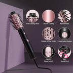 SKIMI 110,000 RPM Brushless Motor Hair Dryer Brush - 5 Muti-Styler for Fast Drying, Curling, Volumizing & Straightening | High-Speed Hot Air Brush for All Hair Types(Black & Blush Red)