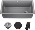 KRAUS Forteza 32-inch Undermount Single Bowl Granite Kitchen Sink in Grey by KRAUS