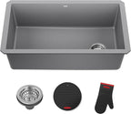 KRAUS Forteza 32-inch Undermount Single Bowl Granite Kitchen Sink in Grey by KRAUS