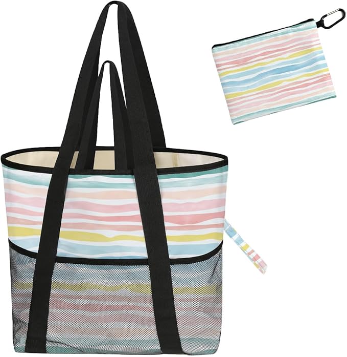 Sandproof Beach Bag with Zipper by NBIAN