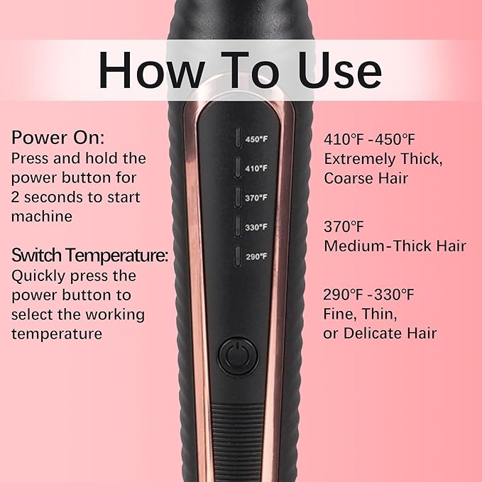VAGARY 3 in 1 Thermal Brush Set, Heated Round for Blowout Look, Dual Voltage Curling Iron Brush, Ceramic Tourmaline, 3 Detachable Combs, 5 Temperature Settings