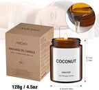 Massage Oil Candle, Romantic Gift SPA Use Home Scented Candle Body Oil, Ultra Hydrating Body Care with Soybean Oil, 4.5oz (Coconut)