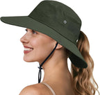 NPQQUAN Ponytail Sun Bucket Hats by NPQQUAN