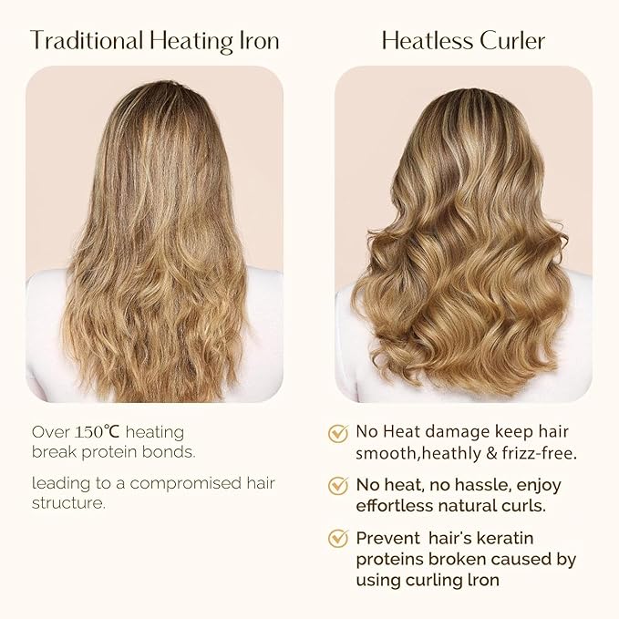 Yanibest Heatless Hair Curler for Overnight Curls, No Heat Damage Hair Curlers with Clips & Scrunchies for All Hair Types,Green