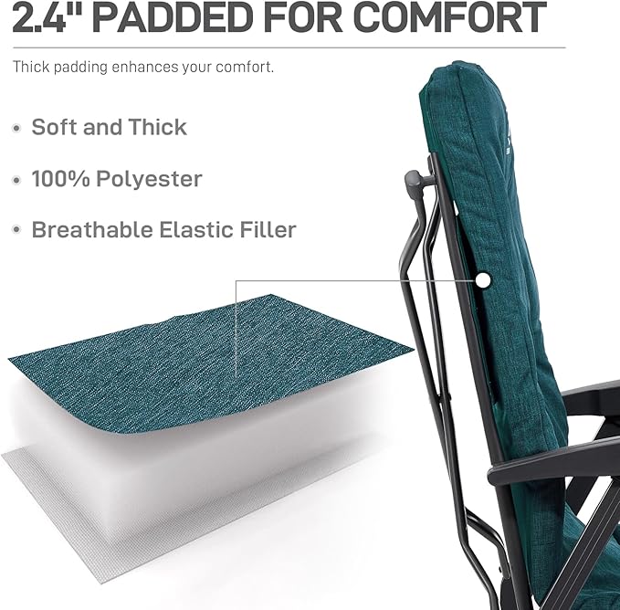 EVER ADVANCED Folding Camping Recliner Chair Fully Padded - Image 4