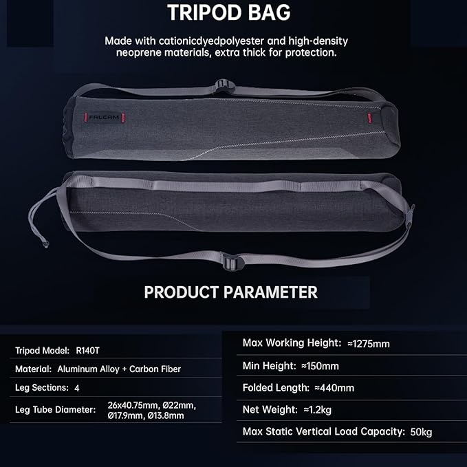 FALCAM TreeRoot F38 Quick Lock Camera Carbon Fiber Travel Tripod Max Payload - Image 9