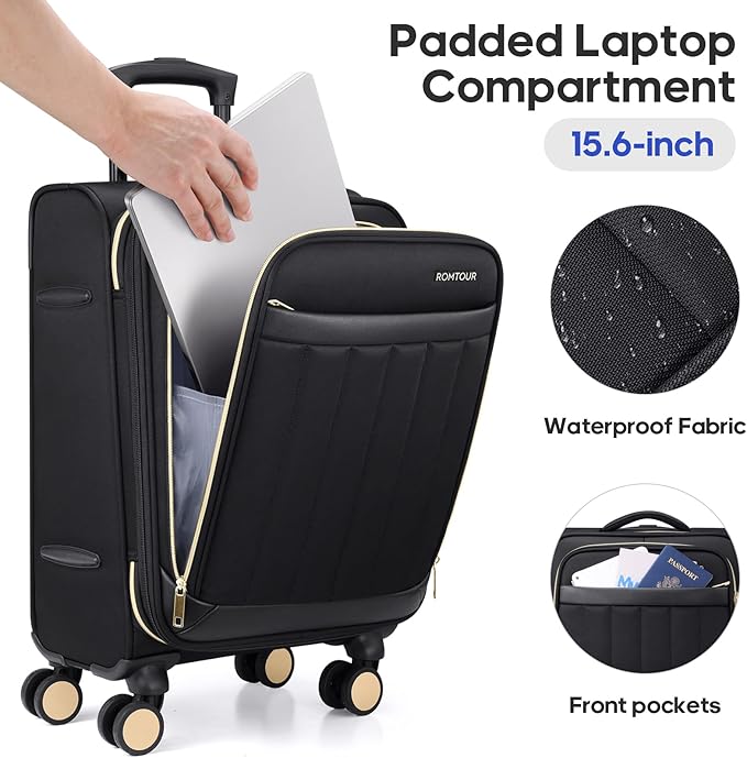 Softside Carry On Luggage 20 Inch Expandable Carry On Luggage 22x14x9 Airline - Image 2