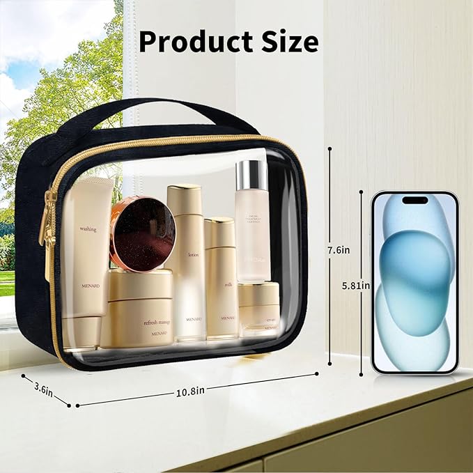 Travel Toiletry Bag, 2 Pack Clear Makeup Bags - Image 2