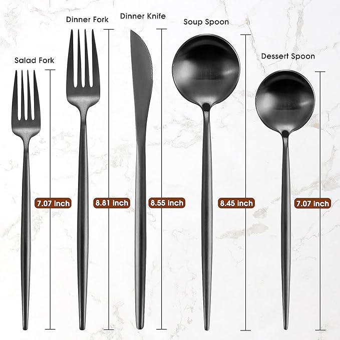 Silverware Set for 8, IBIILII JEFF 40 Pieces Stainless Steel Flatware Set，Matte - Image 2