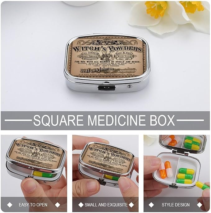 Metal 2 Compartment Pill Organizer Travel Friendly Portable Compact Pill Box - Image 4